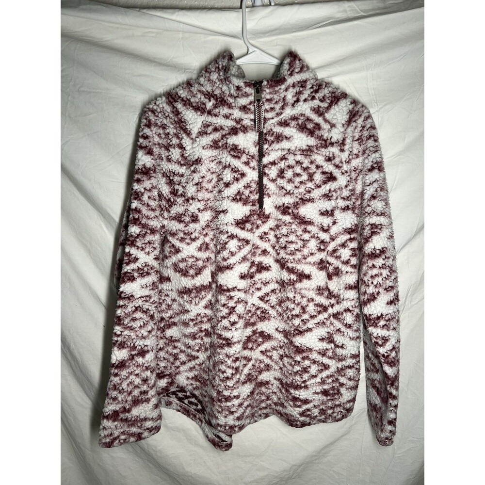 COZY SHERPA Women's XL Pink & White Aztec Southwestern 1/4 Zip Fleece Pullover